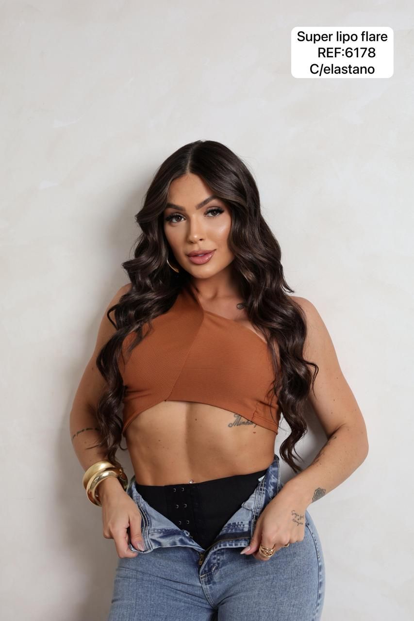 Jeans Modelo Flare con Faja Interior - Celeste